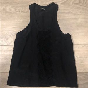 Theory Black Lace & Silk Tank